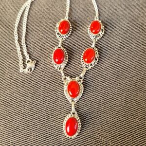 Elegant Silver and Red Necklace